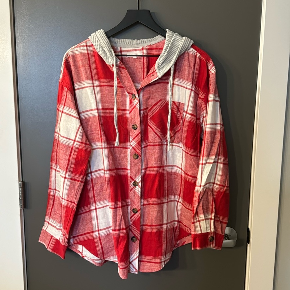 Red Hooded Plaid